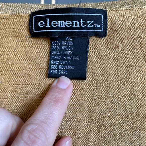 Elementz long sleeve crew neck Gold shimmery Blouse with Wrap Design size XL - Picture 4 of 9